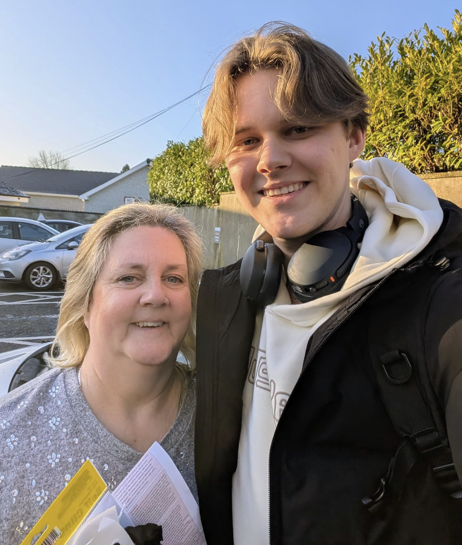 Bee Safe Driving School student smiling for a selfie with Vicki after passing the driving test