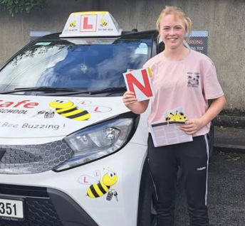 Bee Safe Driving School student — Novice plates ready