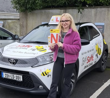 Bee Safe Driving School student — All smiles after the test