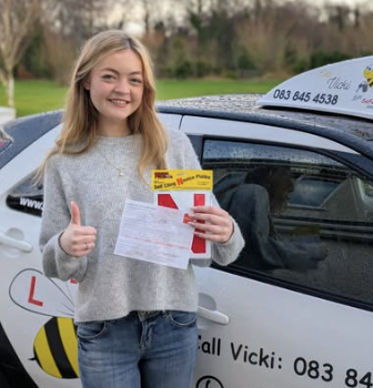 Bee Safe Driving School student — Thumbs up — full licence!